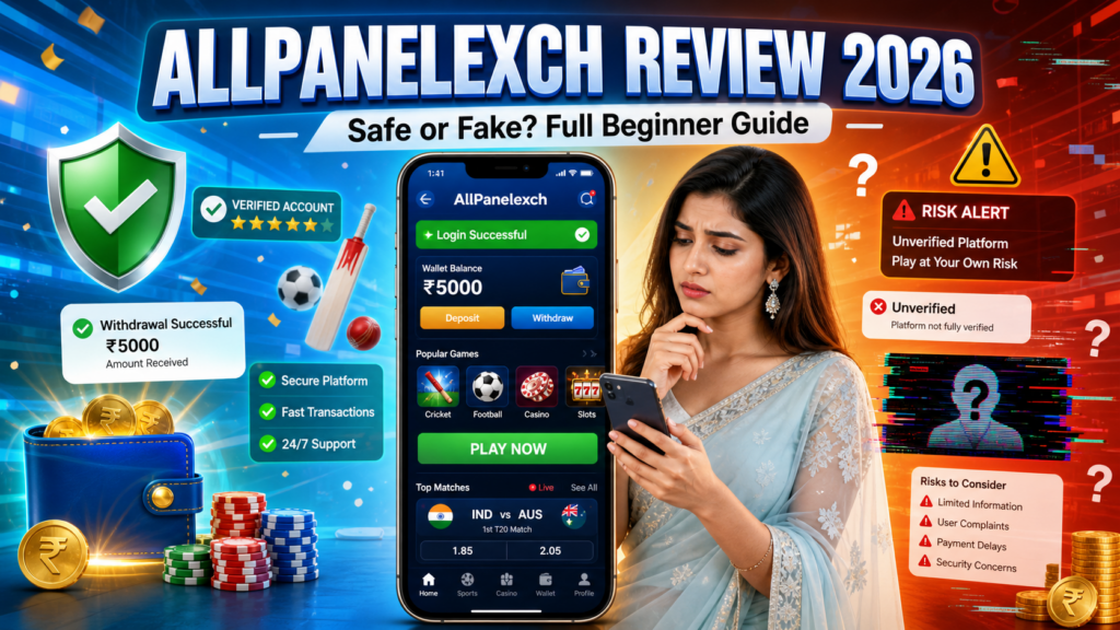 AllPanelExch Review 2026 showing whether AllPanelExch is safe or fake for new users with details on registration, games, deposits, and withdrawals.